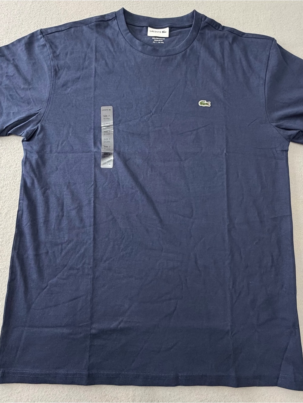210/417 Lacoste Men’s XXL Navy Blue Pima Cotton T-Shirt NWT